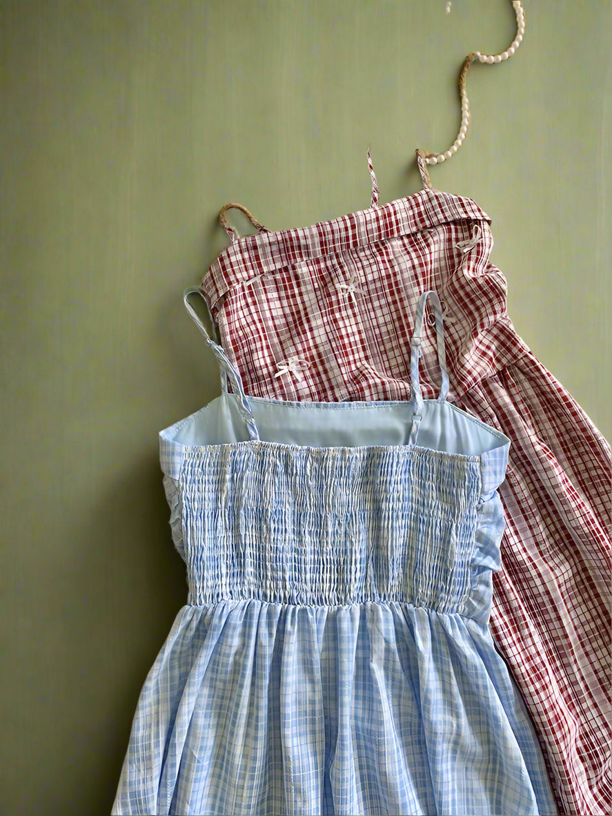 Vintage Sleeveless Plaid Sundress cottagecoreclothes