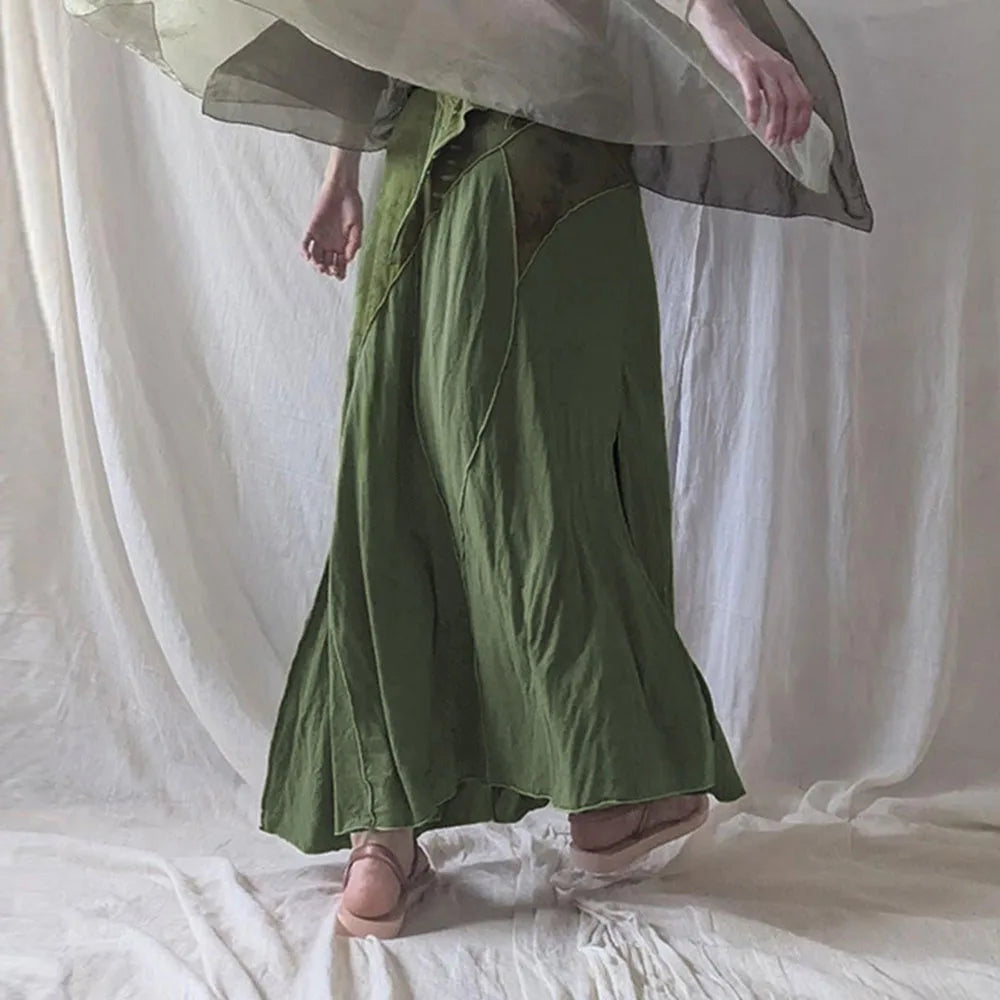 Goblincore Elven Stitch Panel Skirt