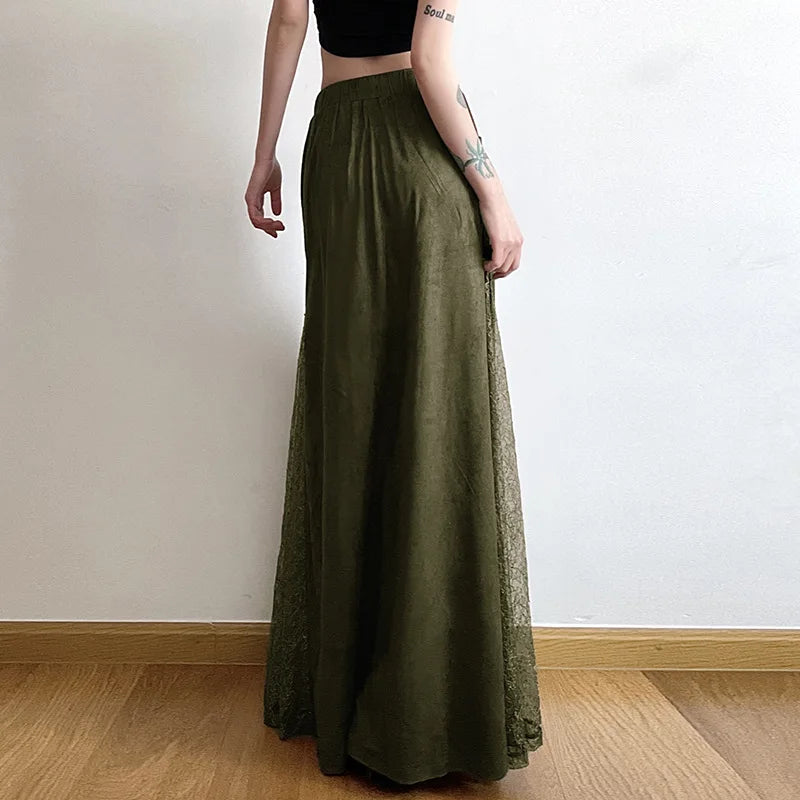 Fairycore Lace Panel Maxi Skirt