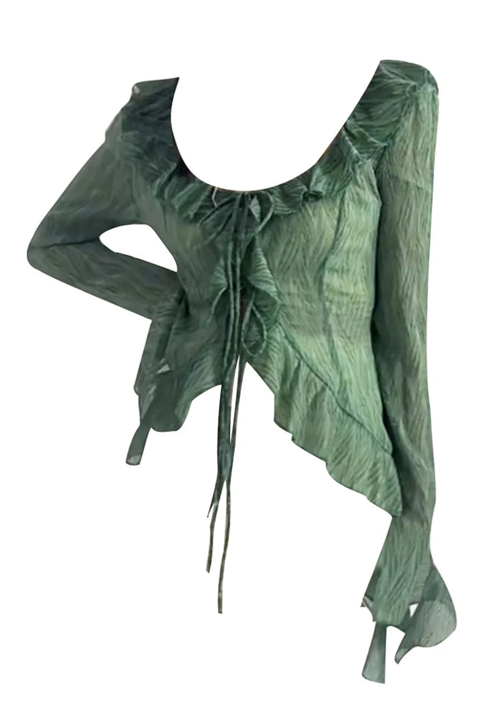 Fairycore Ruffled Tie-Front Asymmetrical Top cottagecoreclothes