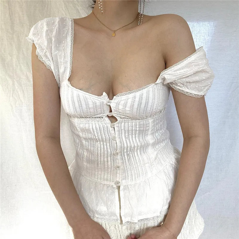Fairycore Heirloom Pintuck Peplum Blouse