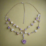 Fairycore Amethyst Heart Layered Necklace cottagecoreclothes