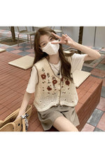 Embroidered Crochet Flower Vest cottagecoreclothes