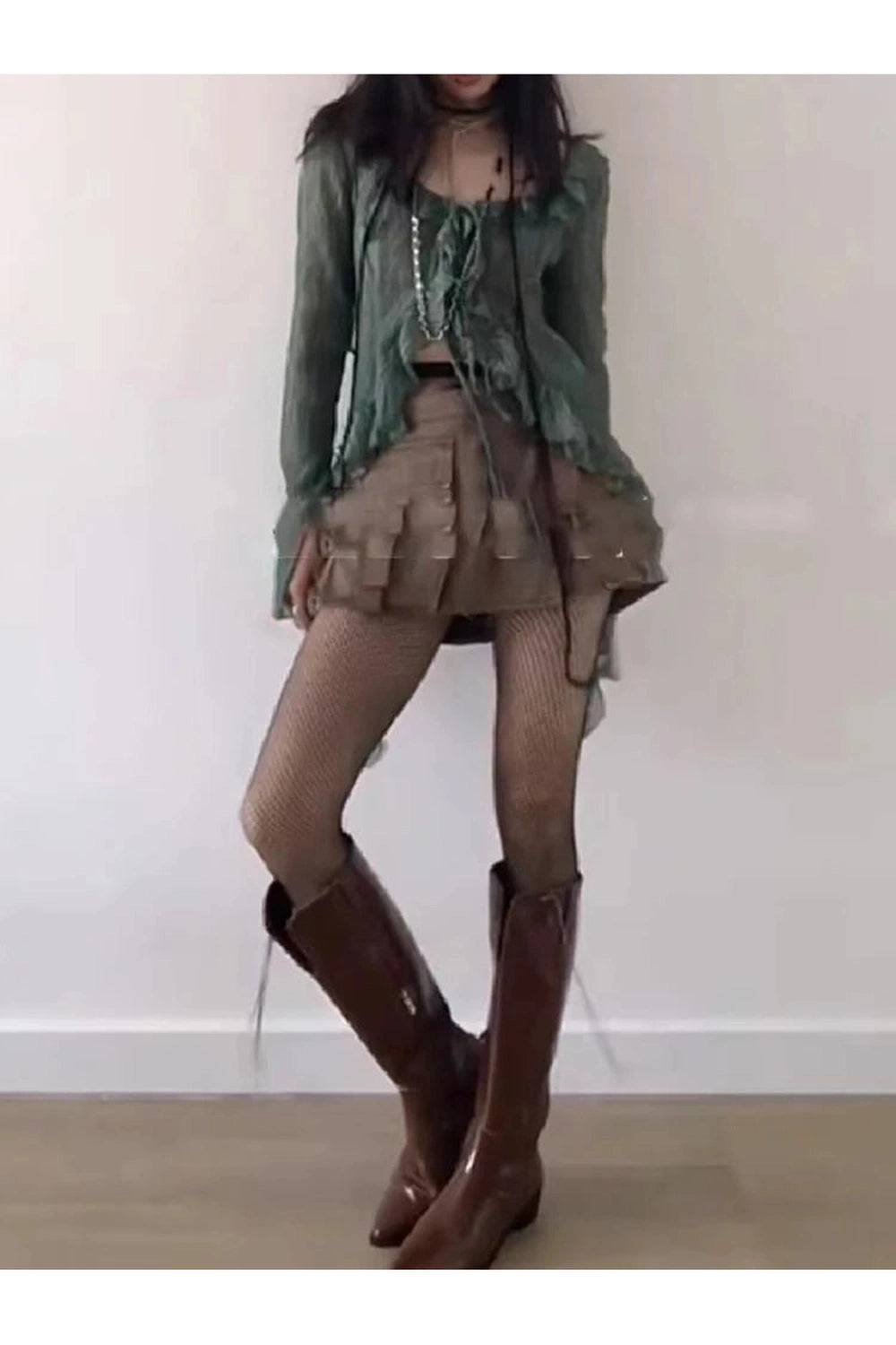 Fairycore Ruffled Tie-Front Asymmetrical Top cottagecoreclothes