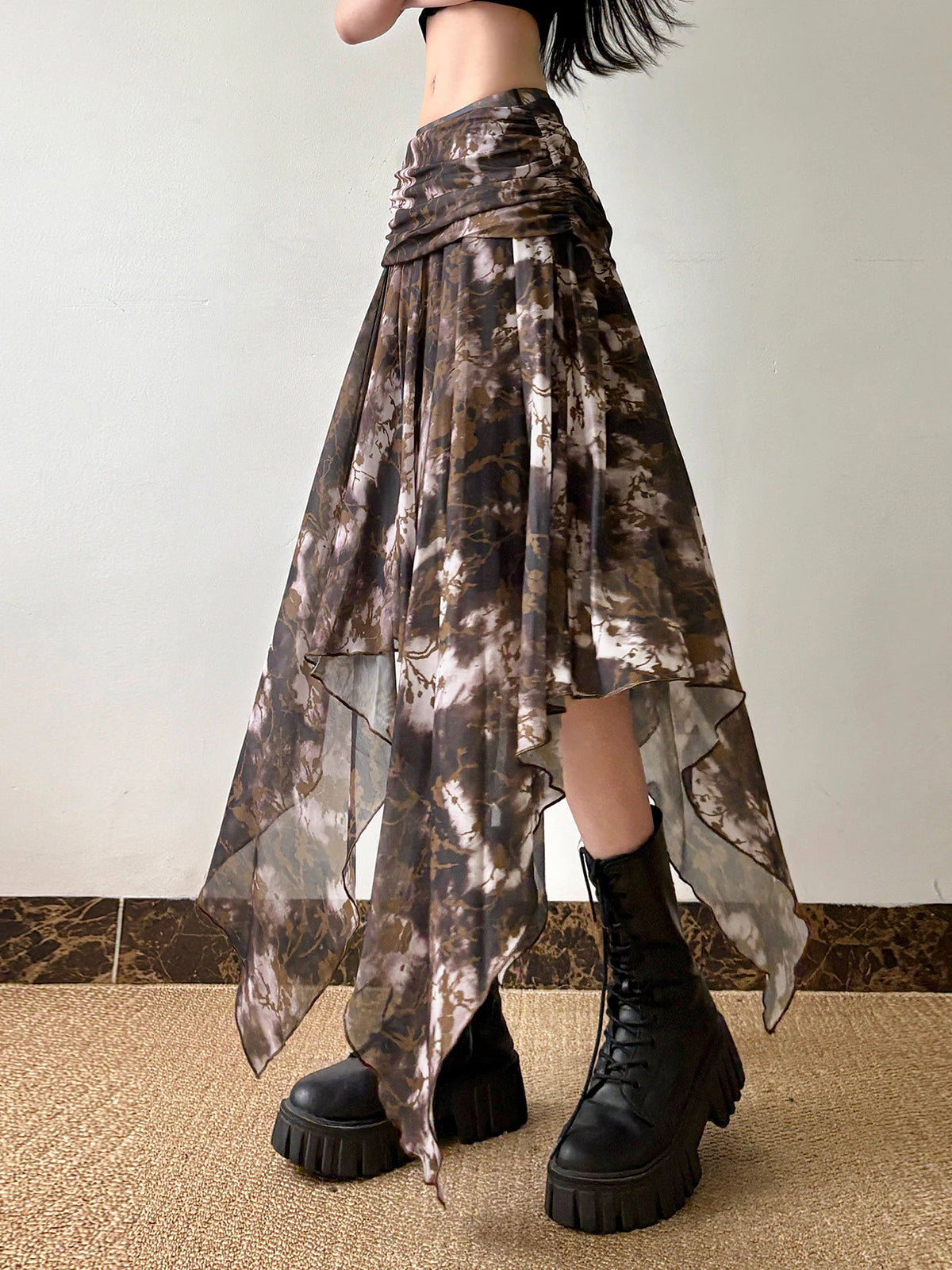 Fairycore Grunge Asymmetrical Midi Skirt