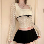 Lace Ribbons Peplum Top