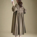 Mori Girl Embroidered Babydoll Midi Dress cottagecoreclothes