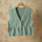 Vintage V-Neck Buttoned Sweater Vest cottagecoreclothes