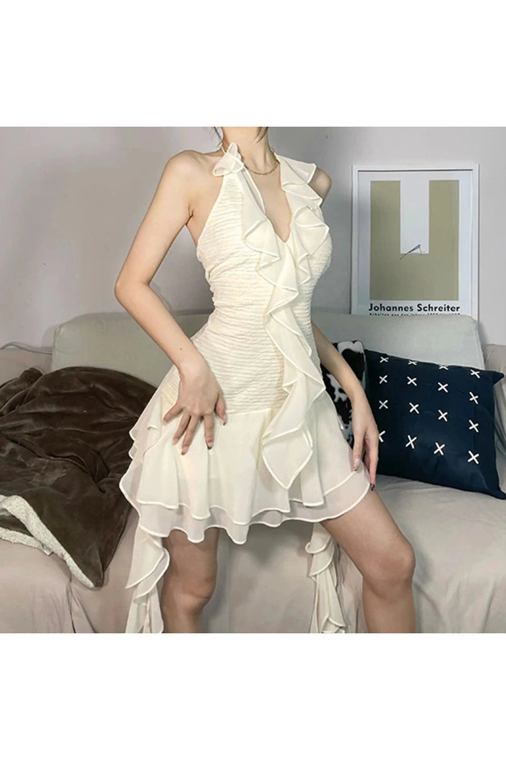 French Ruffle A-Line Dress cottagecoreclothes