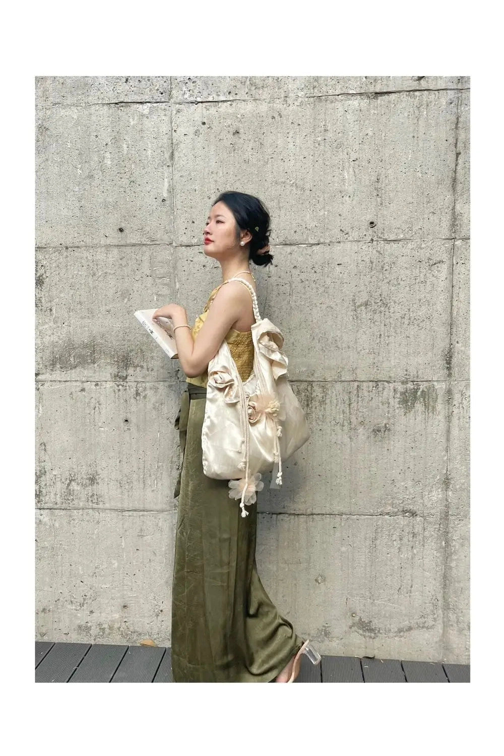 Vintage Floral Drawstring Bag cottagecoreclothes