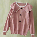 Vintage Contrast-Trim Ribbed Knit Sweater cottagecoreclothes