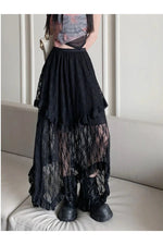 Asymmetrical White Lace Skirt cottagecoreclothes