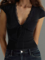 Fairycore Lace Tie Front Crop Top