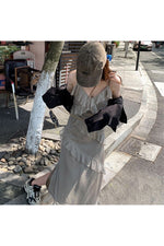 Fairy Grunge Ruffles Maxi Dress with Lace Patchwork cottagecoreclothes