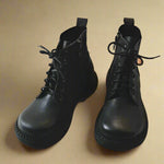 Vintage Brown Leather Lace-Up Ankle Boots cottagecoreclothes