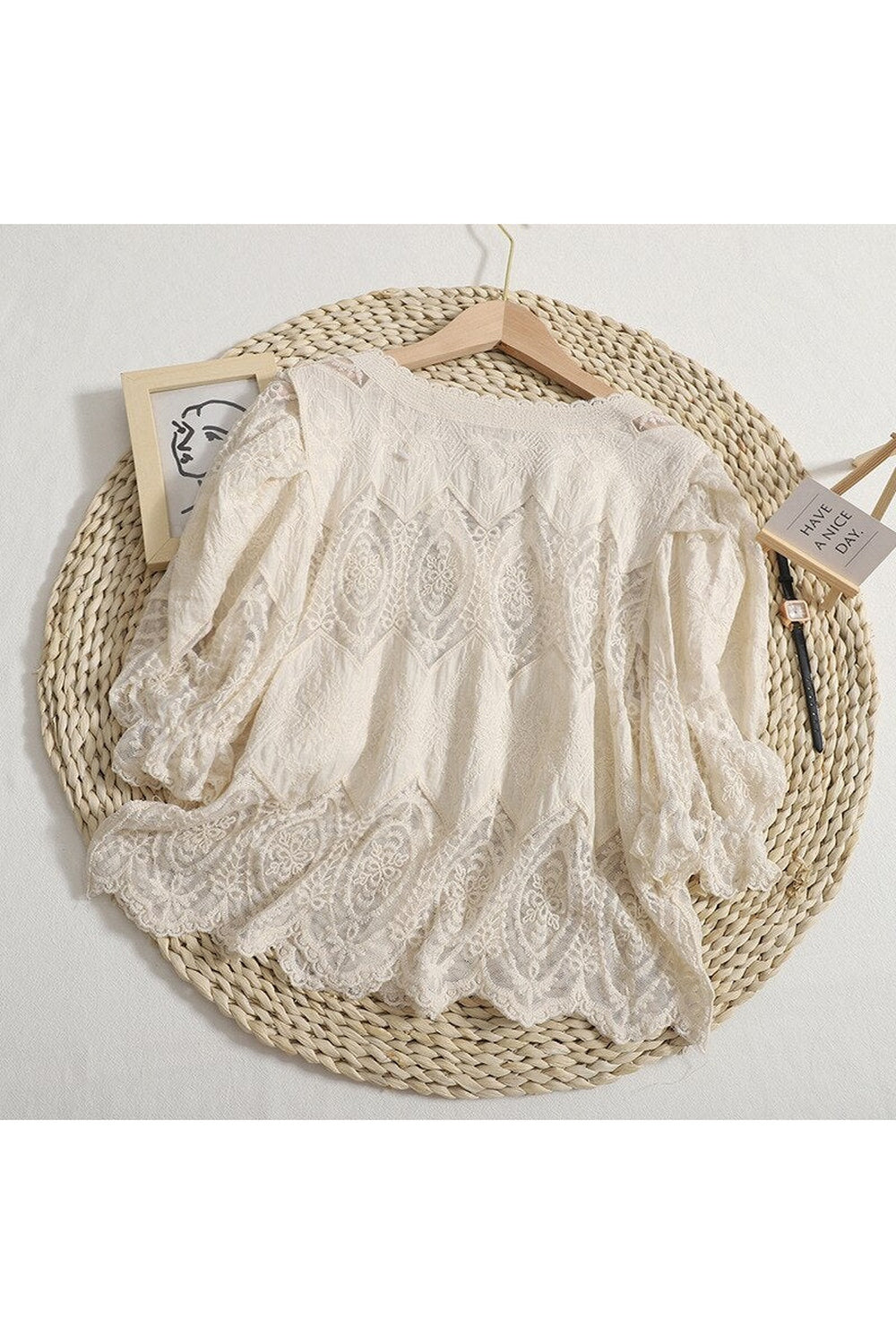 Cotton Puff Sleeve Cover-Up cottagecoreclothes