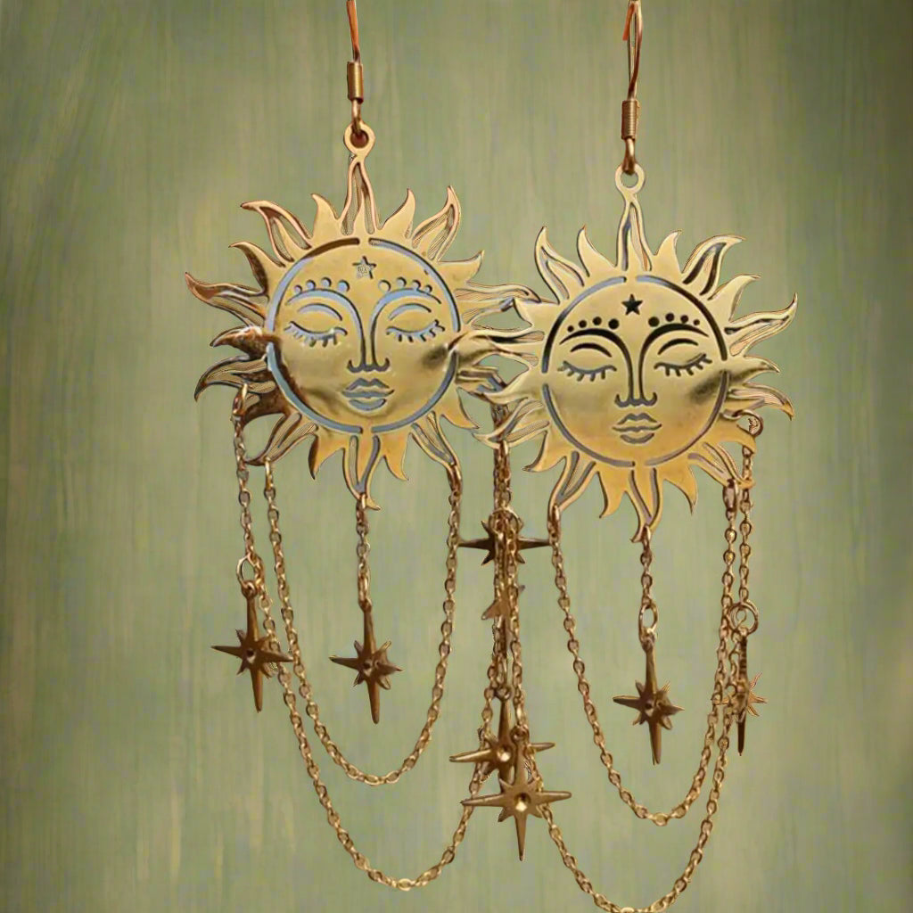 Fairycore Sunburst Chain Earrings cottagecoreclothes