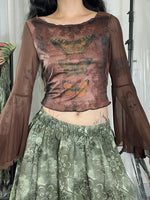 Fairycore Rusted Wings Mesh Bell Sleeve Blouse cottagecoreclothes