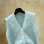 Vintage Soft Cable-Knit Sleeveless Cardigan cottagecoreclothes