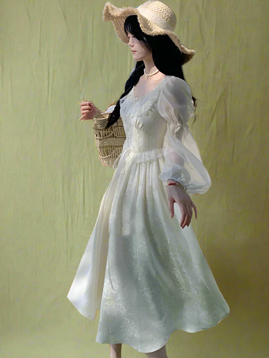 Fairycore Ethereal Puff Sleeve Dress cottagecoreclothes