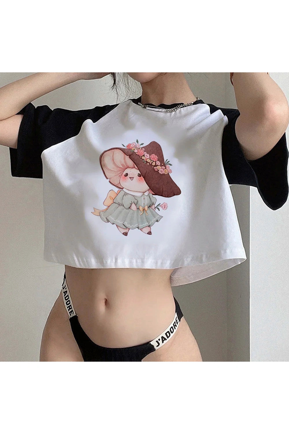 Mushroom Graphic 90s Crop Top cottagecoreclothes