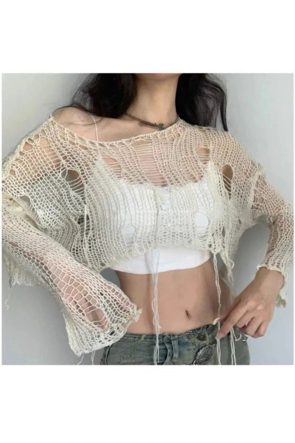 Knit Hollow Crop Fall Sweater cottagecoreclothes