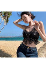Korean Lace Butterfly Crop Top cottagecoreclothes