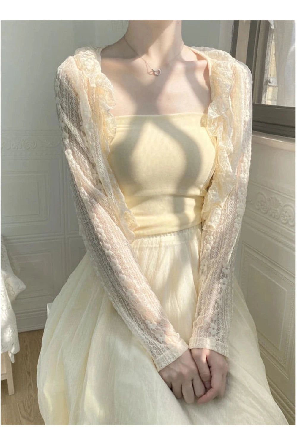 Apricot Lace Belt Fall Cardigan cottagecoreclothes