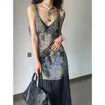 Goblincore Sheer Painterly Layered Dress