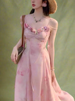 Fairycore Floral Appliqué Maxi Dress cottagecoreclothes