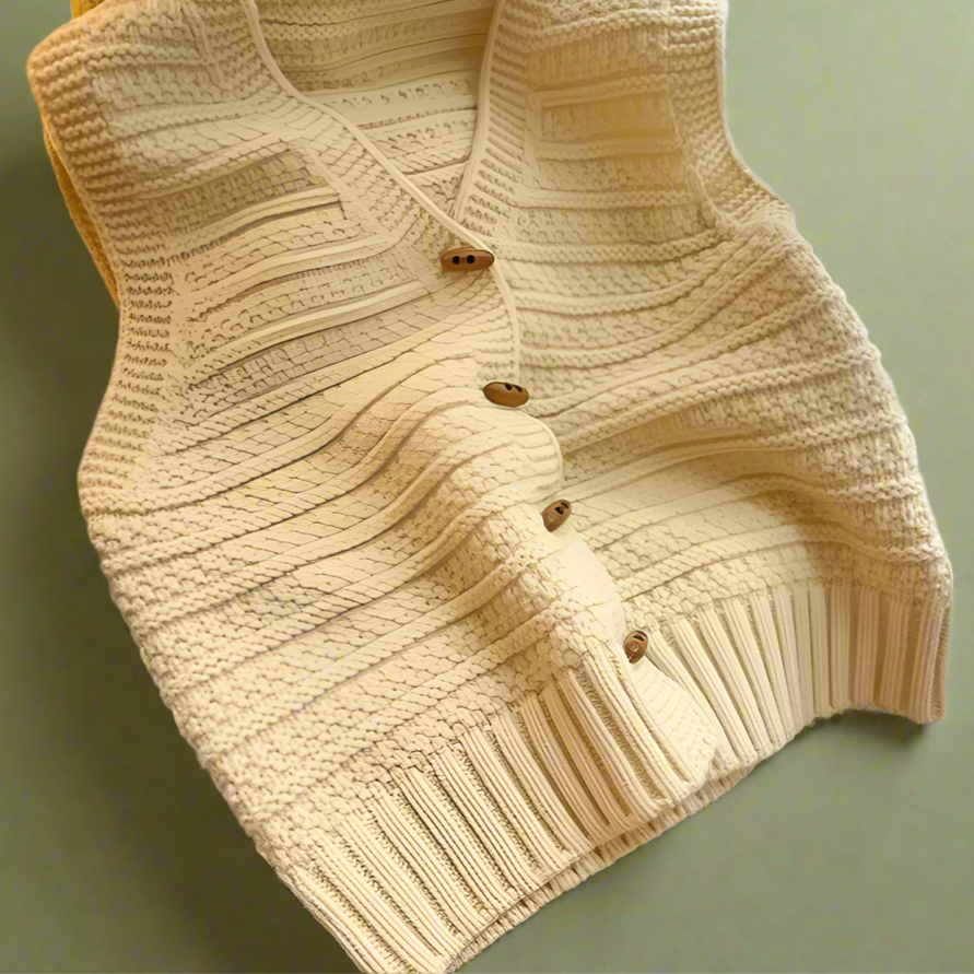 Vintage Textured Sleeveless Cardigan cottagecoreclothes