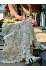 Mori Girl Scalloped Edge Maxi Skirt cottagecoreclothes