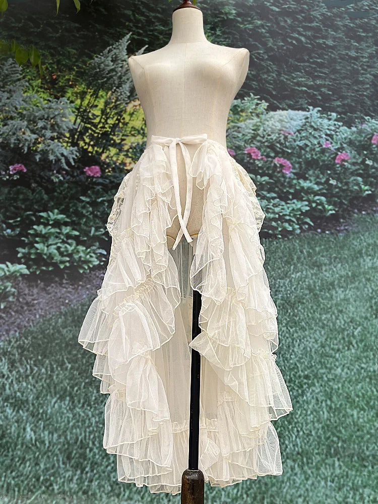 Fairycore Ruffled High-Low Tulle Skirt