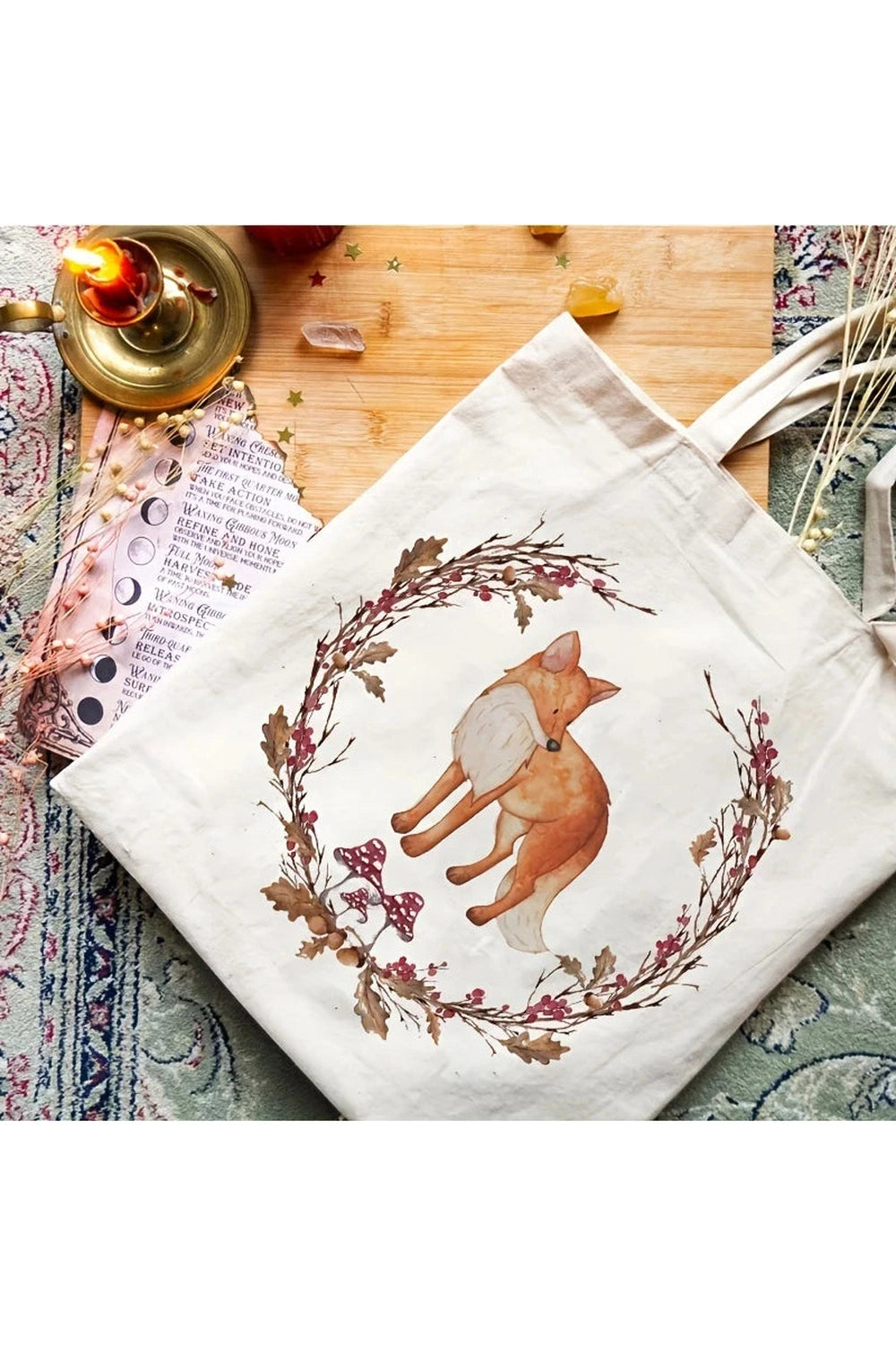 Mori Girl Woodland Fox Canvas Bag cottagecoreclothes