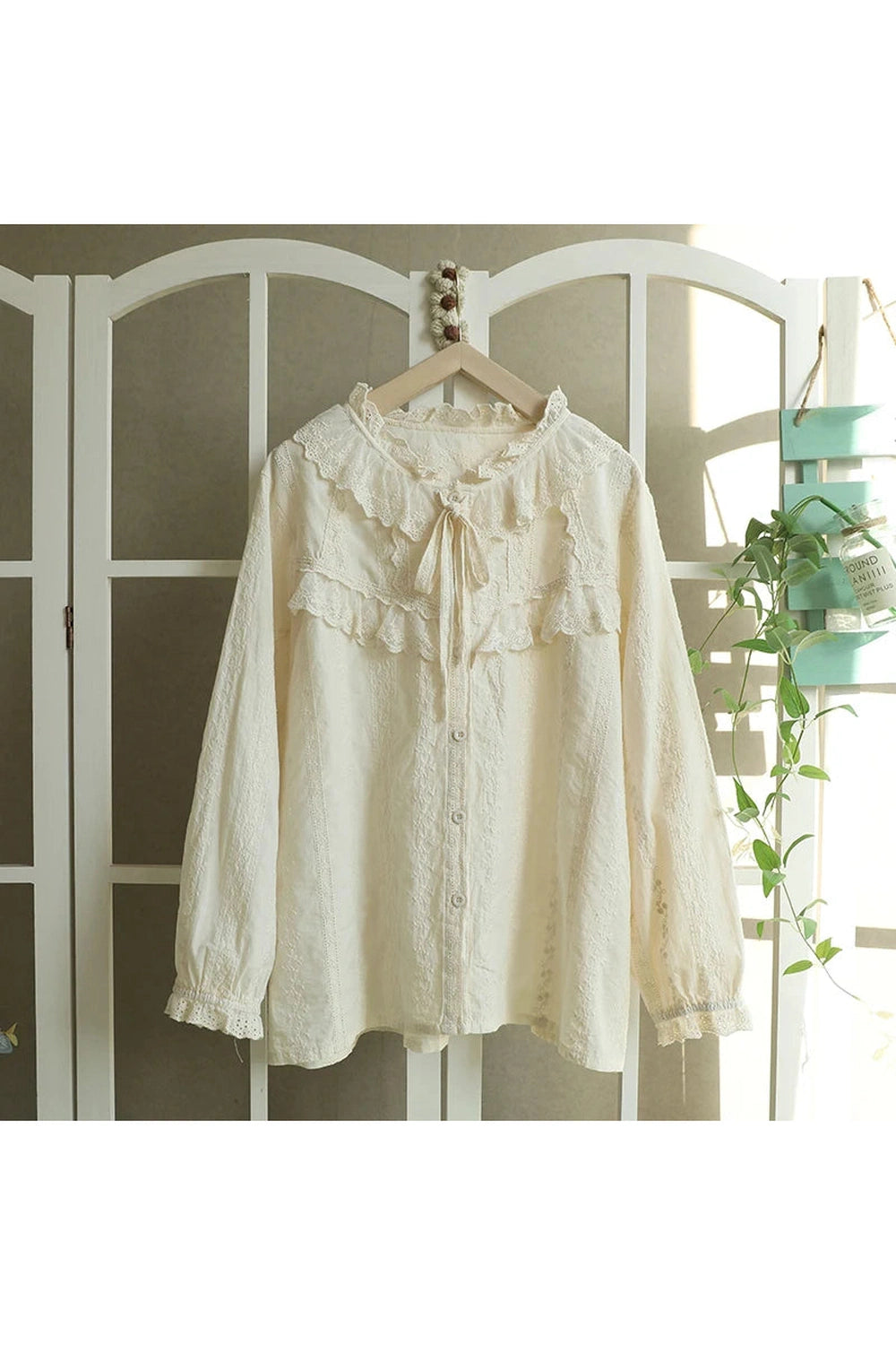 Solid Color Embroidered Shirt cottagecoreclothes