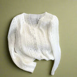 Vintage Soft Blue Lace Button-Up Sweater cottagecoreclothes