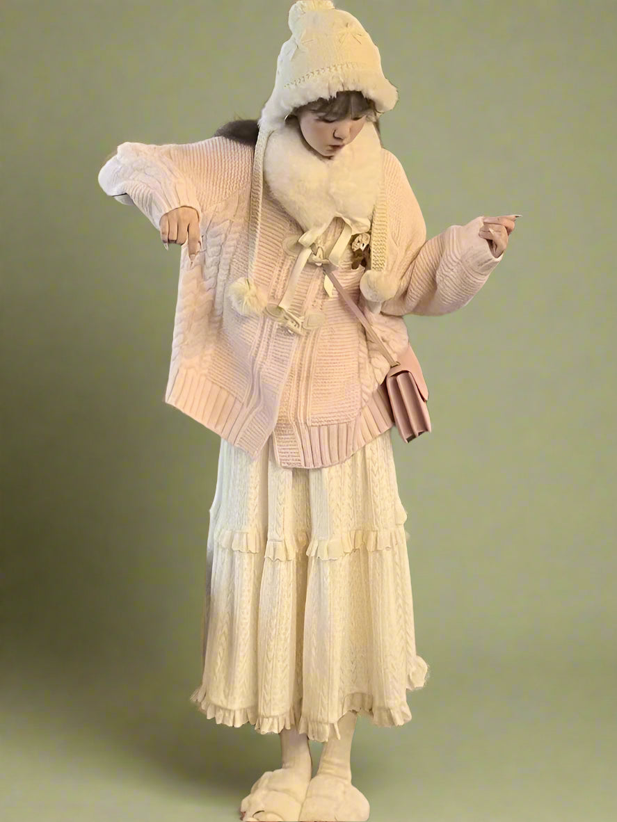 Fairycore Knitted Ruffle Skirt cottagecoreclothes