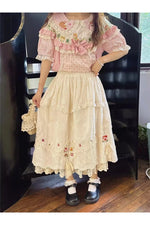 Mori Girl Embroidered Lace Skirt cottagecoreclothes