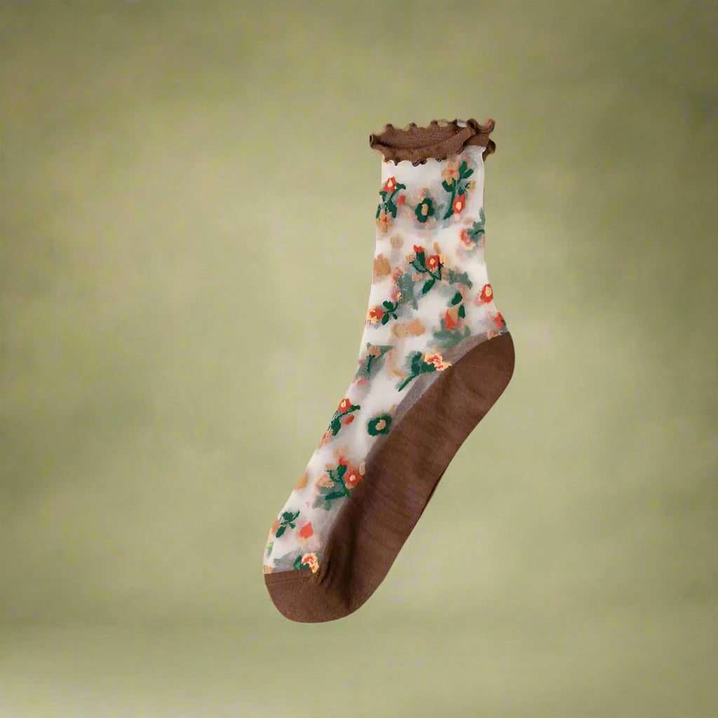 Cottagecore Sheer Floral Garden Socks cottagecoreclothes
