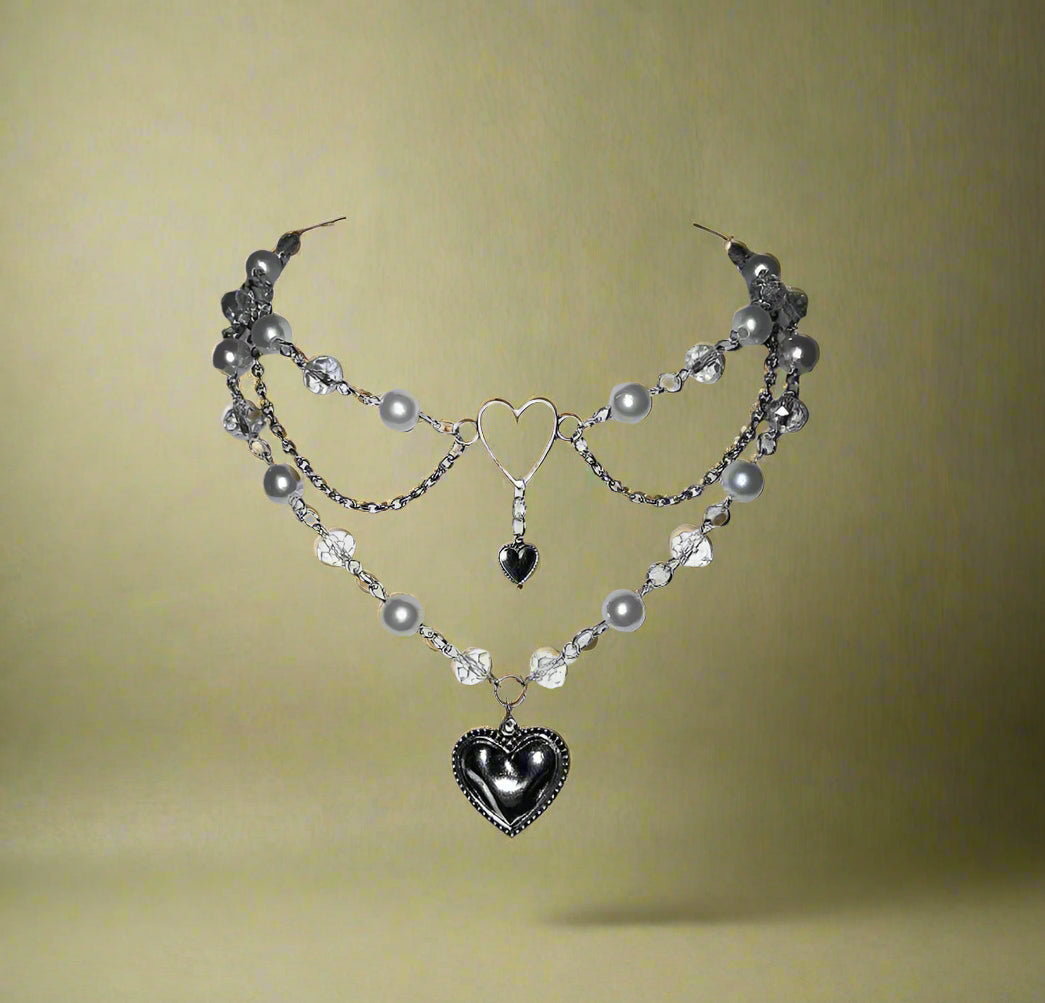 Fairycore Triple-Layer Heart Chain Necklace cottagecoreclothes