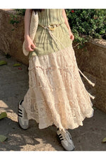 Mori Girl Scalloped Edge Maxi Skirt cottagecoreclothes