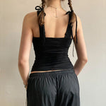 Gothiccore Floral Print Ruched Tank Top