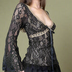 Vintage Midnight Lace Bell Sleeve Top cottagecoreclothes