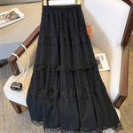 French Hollow Out Lace Maxi Skirt