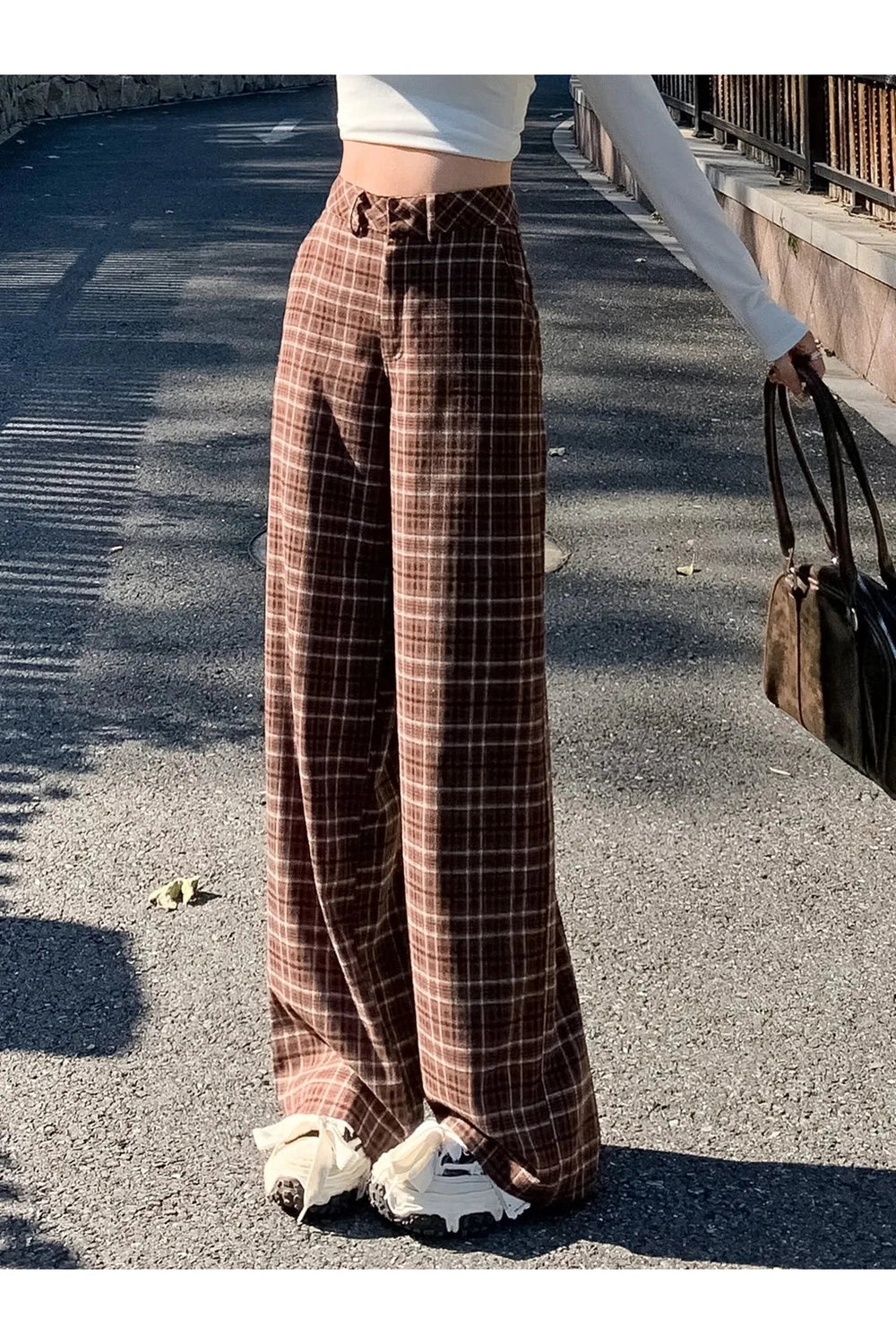 Plaid High Waist Pants cottagecoreclothes