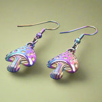 Goblincore Iridescent Mushroom Drop Earrings cottagecoreclothes