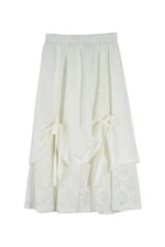 Mori Girl Layered Eyelet Midi Skirt cottagecoreclothes