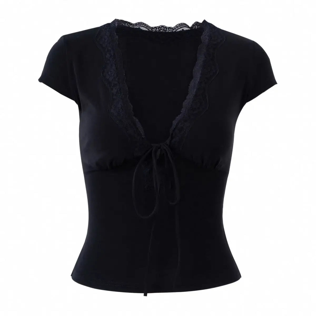 Fairycore Lace Tie Front Crop Top