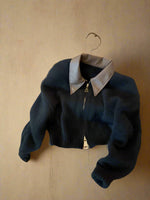 Vintage Leather Collar Zip-Up Cardigan cottagecoreclothes