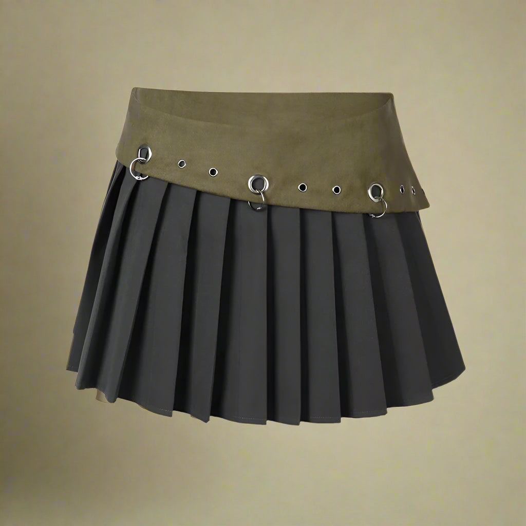 Fairy grunge Grommet Belted Mini Skirt cottagecoreclothes
